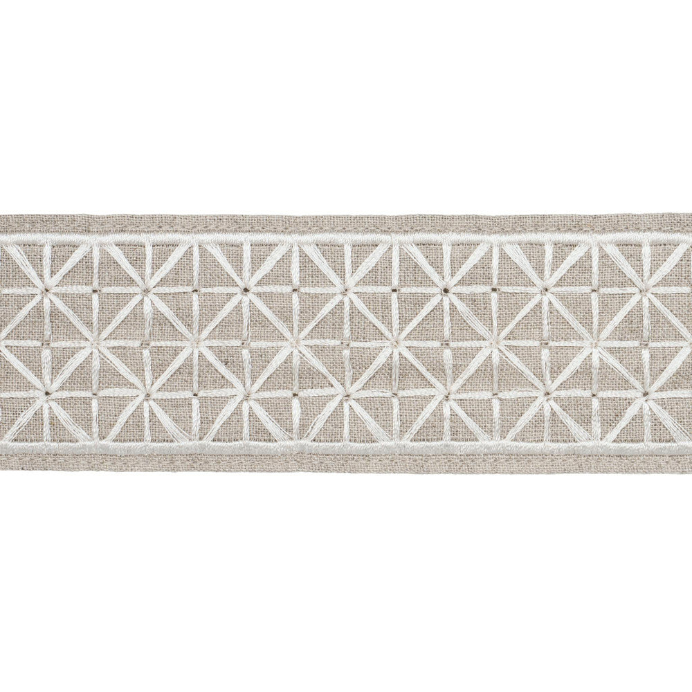 Directoire Tape Narrow Ivory On Natural 83850 by Schumacher Designer Trim Perennial Favorite Trims - Swanky Fabrics -