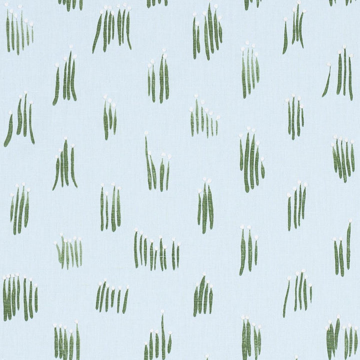 Meadow Button Hand Embroidery Blue 84392 by Schumacher Designer Fabric Studio Bon 18.0" - Swanky Fabrics -