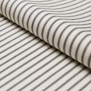Griffin Ticking Stripe Black & White 84860 by Schumacher Designer Fabric