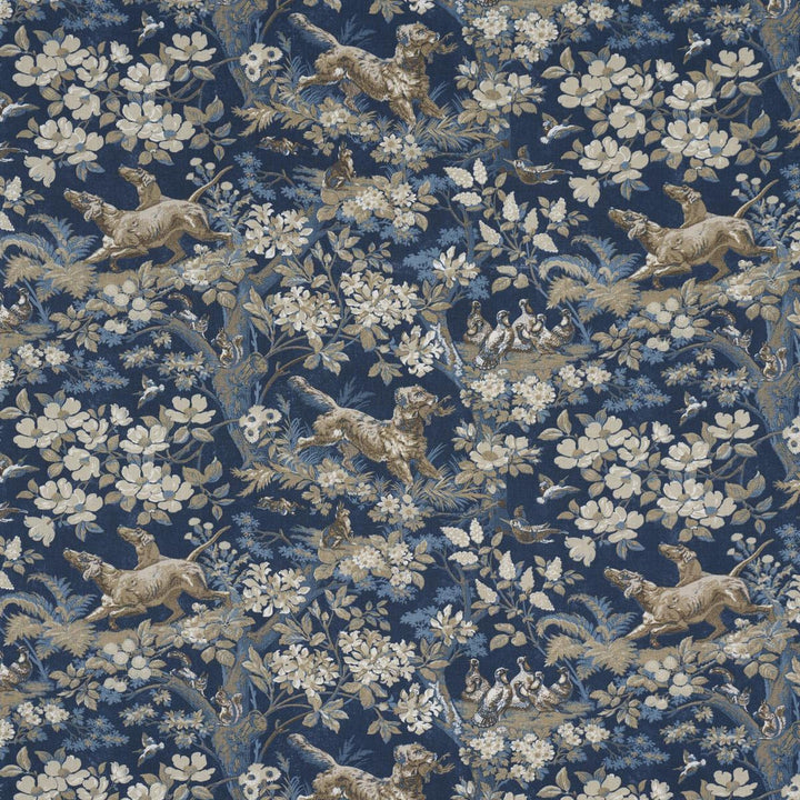 Hound Meadow Indigo 182262 by Schumacher Designer Fabric A Country Life 27.0" - Swanky Fabrics -