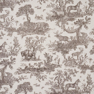 Western Toile Sepia 182271 by Schumacher Designer Fabric