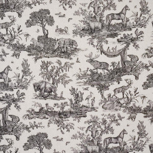 Western Toile Carbon 182270 by Schumacher Designer Fabric