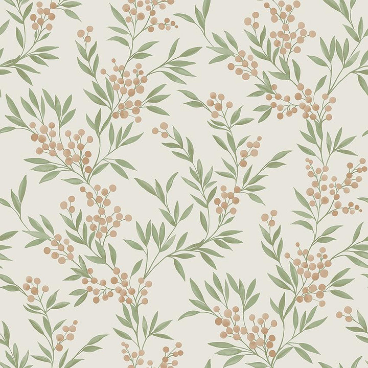 Forest Berries Leaf And Stone 4714 by Schumacher Designer Wallpaper A Country Life 20.88" - Swanky Fabrics -
