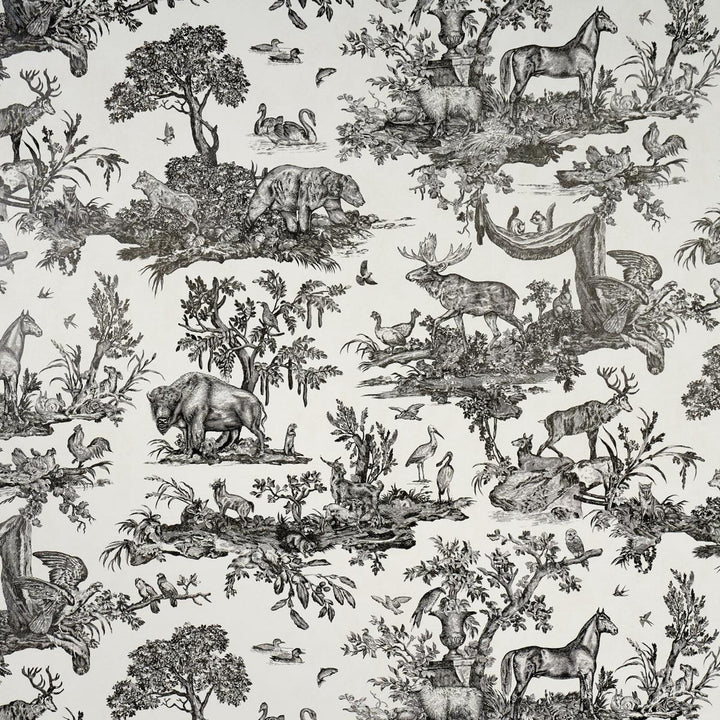 Western Toile Carbon 5016440 by Schumacher Designer Wallpaper A Country Life 38.0" - Swanky Fabrics -