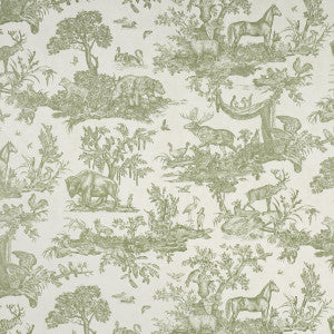 Western Toile Olive 5016441 by Schumacher Designer Wallpaper