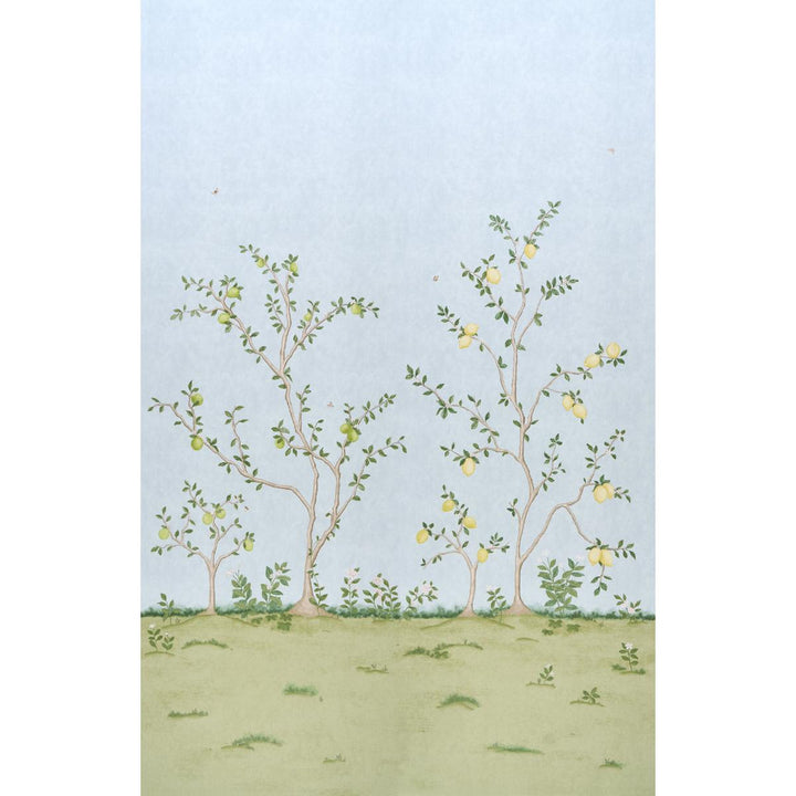 Citrus Blossom 2 Sky 5017162 by Schumacher Designer Wallpaper Botanical Garden 108.0" - Swanky Fabrics -