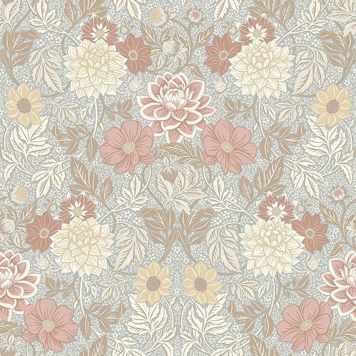 Dahlia Garden Multi 7692 by Schumacher Designer Wallpaper A Country Life 20.88" - Swanky Fabrics -