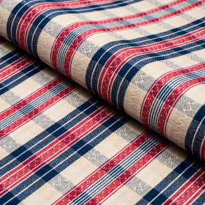 Fonda Hand Woven Plaid Rouge & Navy 84720 by Schumacher Designer Fabric