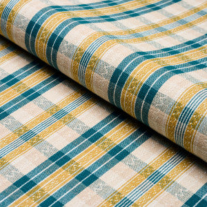 Fonda Hand Woven Plaid Teal & Citron 84722 by Schumacher Designer Fabric