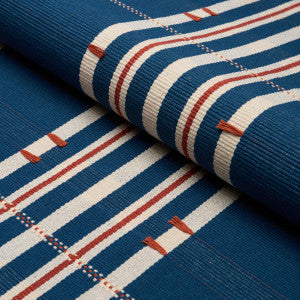 Remmy Hand Woven Stripe Indigo 84780 by Schumacher Designer Fabric