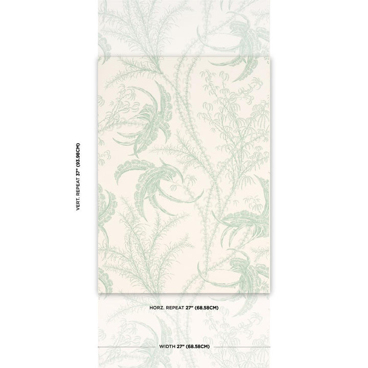 Ocean Toile Eucalyptus On Linen 5008721 by Schumacher Designer Wallpaper A Love Affair 27.0" - Swanky Fabrics -