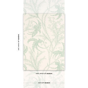 Ocean Toile Eucalyptus On Linen 5008721 by Schumacher Designer Wallpaper