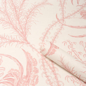 Ocean Toile Coral 5008723 by Schumacher Designer Wallpaper