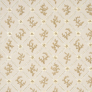 Corail Leaf Trellis Champagne 5016640 by Schumacher Designer Wallpaper
