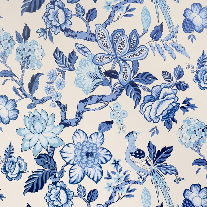 Huntington Gardens Bleu Marine 5016660 by Schumacher Designer Wallpaper Timothy Corrigan 27.0" - Swanky Fabrics -