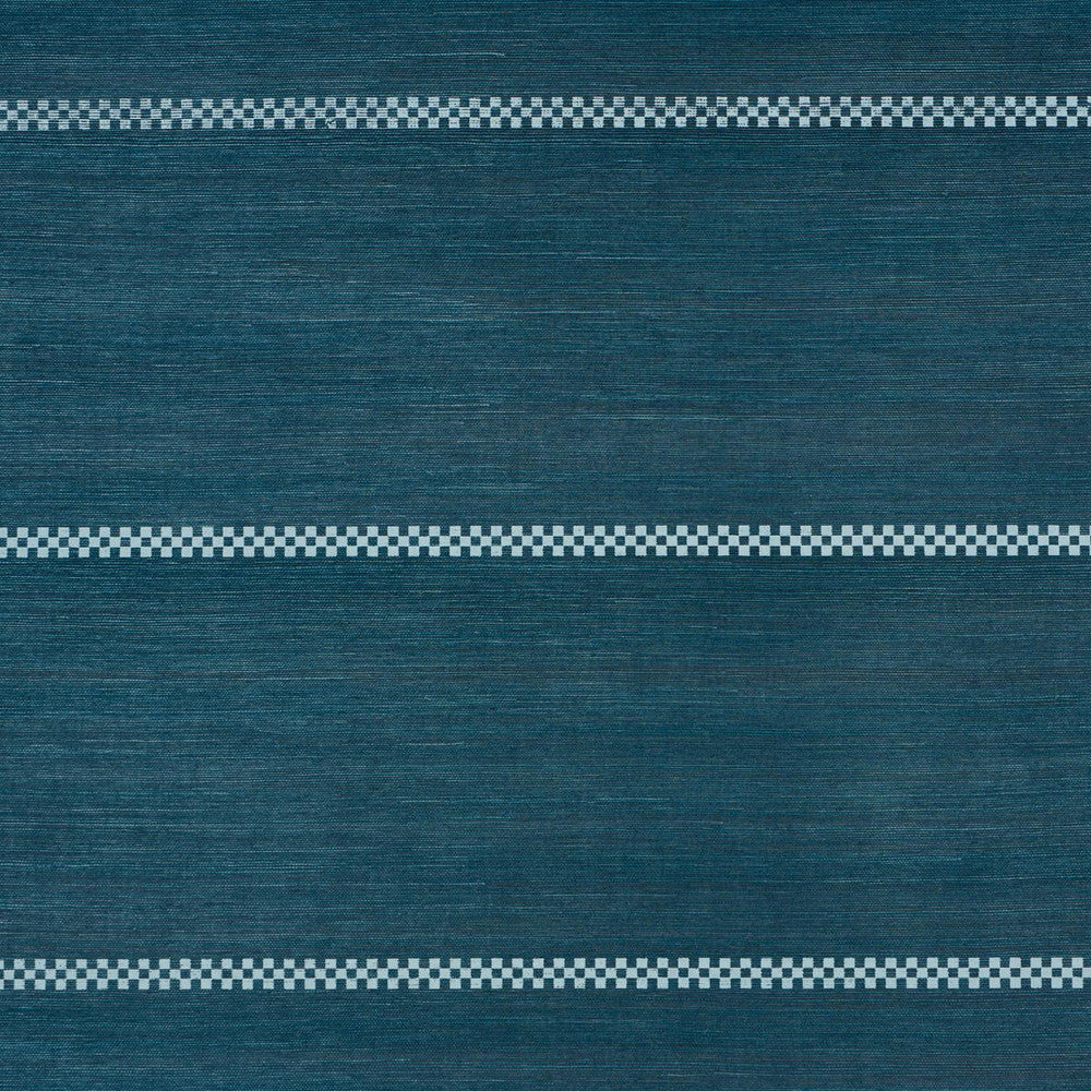 Checkered Stripe Sisal Peacock 5016752 by Schumacher Designer Wallpaper Textured & Woven Wallcoverings 34.0" - Swanky Fabrics -