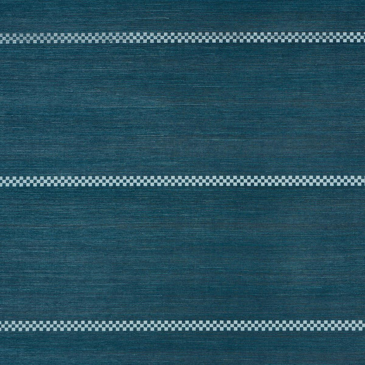 Checkered Stripe Sisal Peacock 5016752 by Schumacher Designer Wallpaper Textured & Woven Wallcoverings 34.0" - Swanky Fabrics -