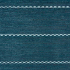 Checkered Stripe Sisal Peacock 5016752 by Schumacher Designer Wallpaper