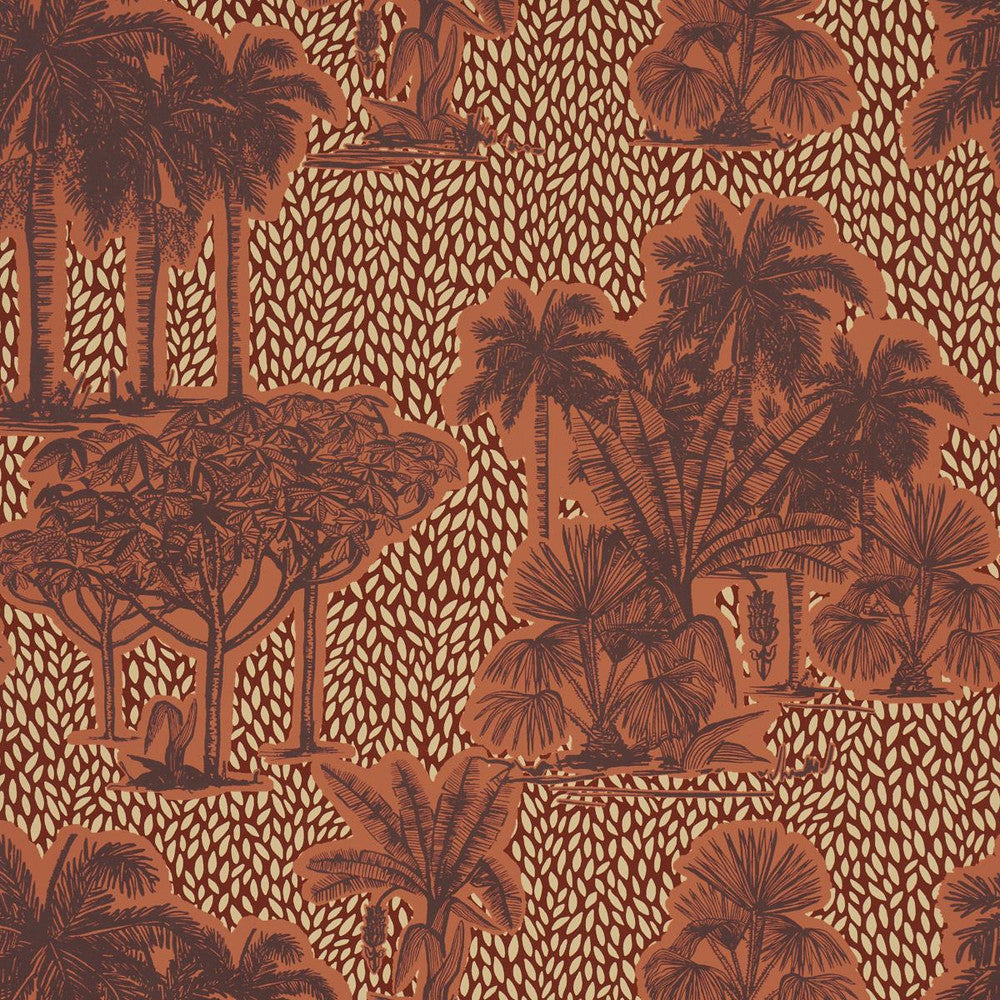 Tropical Safari Print Sunset In Los Llanos 5016921 by Schumacher Designer Wallpaper Johanna Ortiz 20.5" - Swanky Fabrics -