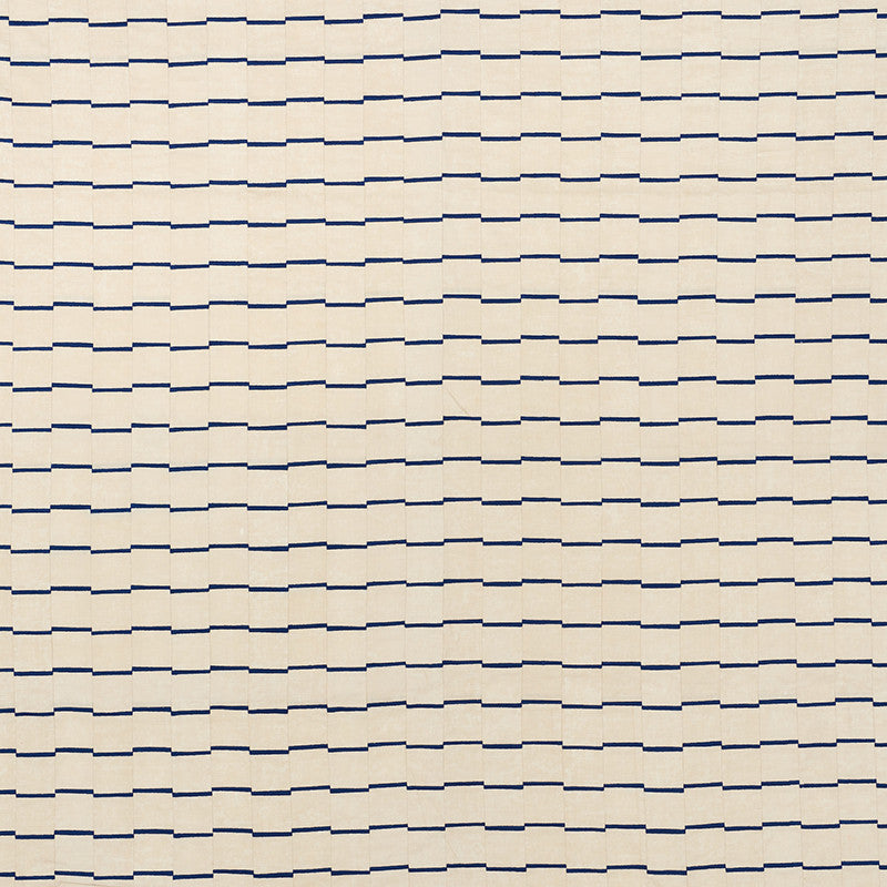 Lines Blue 71211 by Schumacher Designer Fabric David-Kaihoi 45% Linen, 35% Cotton, 20% Polyester - Horizontal: 4.5 and Vertical: 2.375 53 - Swanky Fabrics -