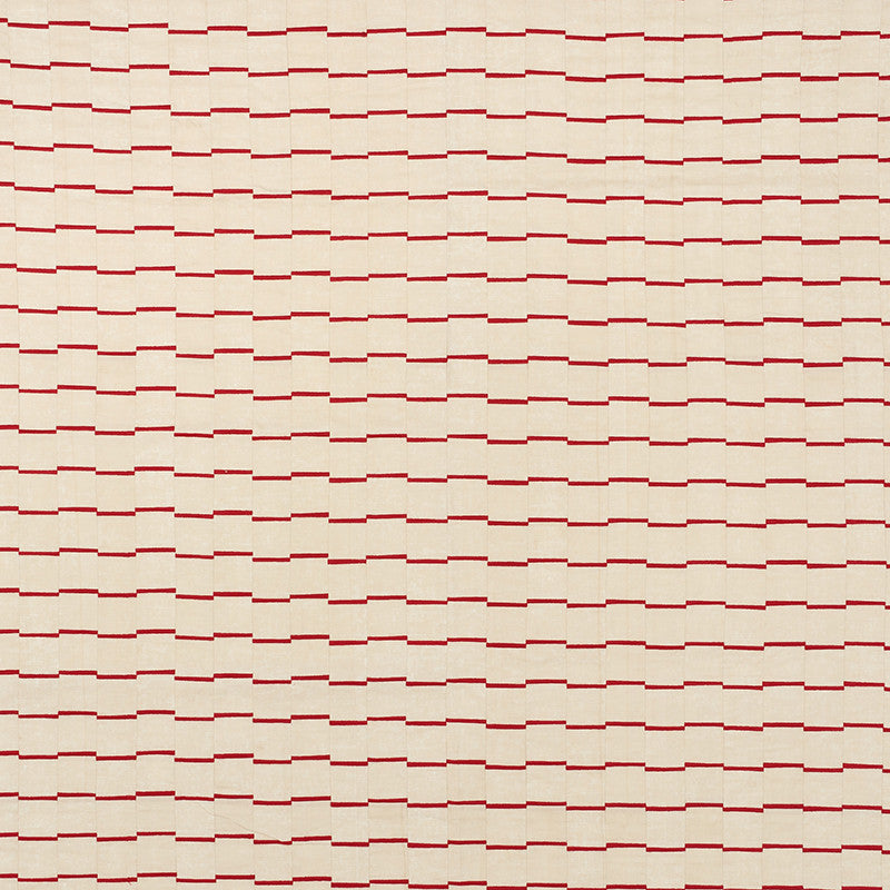 Lines Red 71212 by Schumacher Designer Fabric David-Kaihoi 45% Linen, 35% Cotton, 20% Polyester - Horizontal: 4.5 and Vertical: 2.375 53 - Swanky Fabrics -