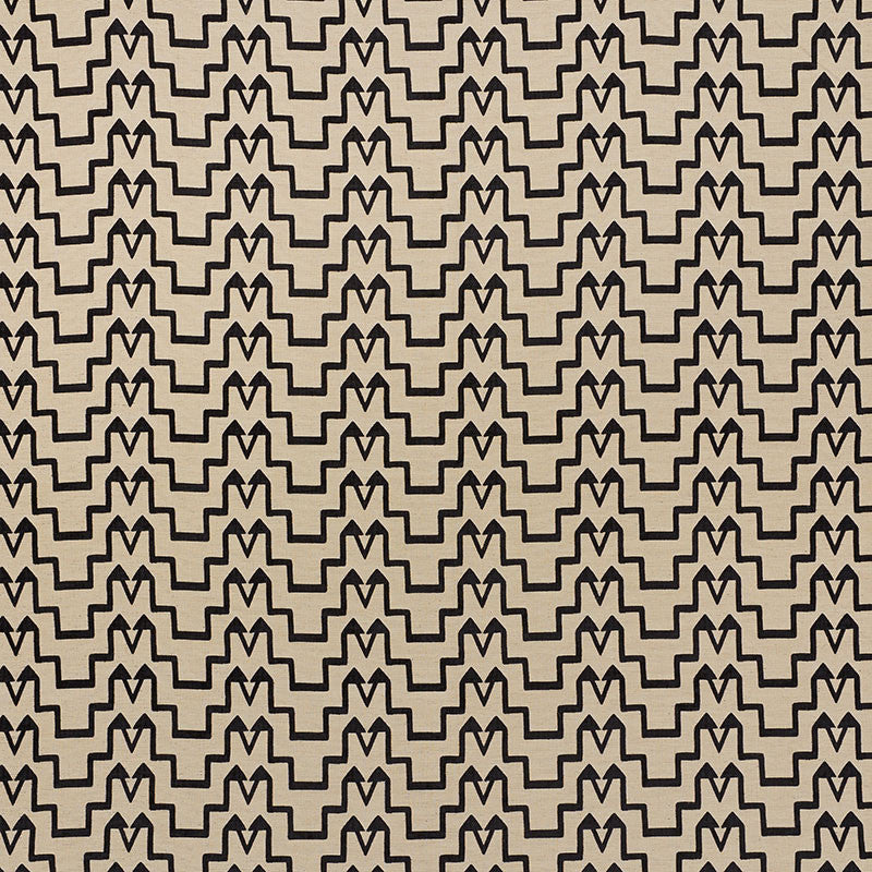 Turkish Step Black/Natural 71240 by Schumacher Designer Fabric DAVID KAIHOI See Sample TURKEY - </p><p>Repeat: Horizontal: 6 1/2" (17CM) and Vertical: 2 3/4" (7CM) 53 1/2" (136CM) - Swanky Fabrics -