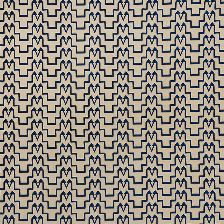 Turkish Step Blue/Natural 71243 by Schumacher Designer Fabric DAVID KAIHOI See Sample TURKEY - </p><p>Repeat: Horizontal: 6 1/2" (17CM) and Vertical: 2 3/4" (7CM) 53 1/2" (136CM) - Swanky Fabrics -