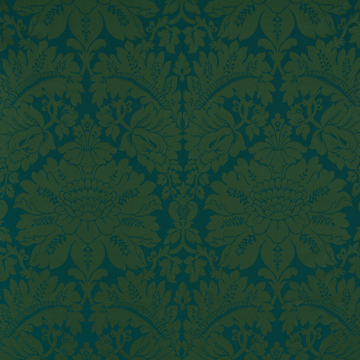 Maggiore Damasco Emerald 71281 by Schumacher Designer Fabric Damasco 100% Cotton - Horizontal: 26 and Vertical: 31.75 54.5 - Swanky Fabrics -