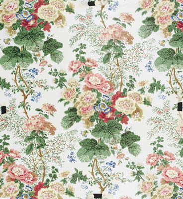 Hollyhock Hdb White/Coral by Lee Jofa Designer Fabric - COTTON - 100% Thailand LIGHT Horizontal: 0 and Vertical: 40.25 47 - Swanky Fabrics -