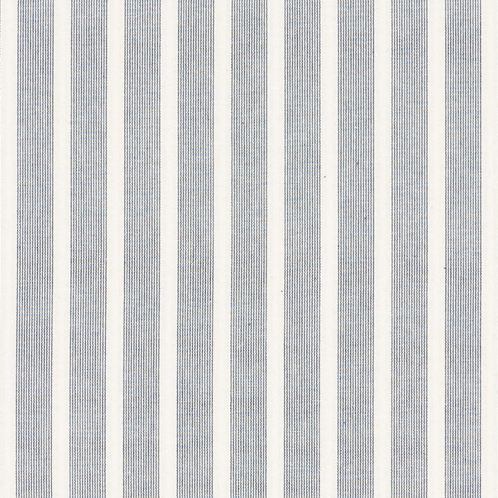 Jean Stripe Navy 71381 by Schumacher Designer Fabric ESSENTIALS: STRIPES II See Sample INDIA - </p><p>Repeat: Horizontal: 1" (3CM) and Vertical: - 54" (137 CM) - Swanky Fabrics -