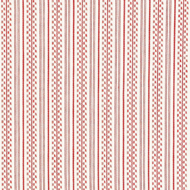 Jack Stripe Red 71415 by Schumacher Designer Fabric ESSENTIALS: STRIPES II See Sample INDIA - </p><p>Repeat: Horizontal: 1 1/8" (3CM) and Vertical: - 53" (135CM) - Swanky Fabrics -