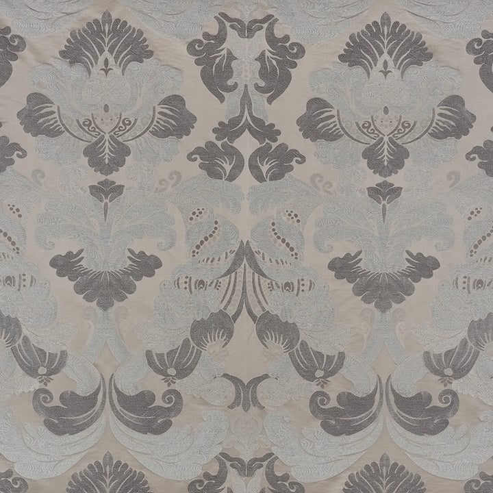 Molveno Damasco Pewter 71470 by Schumacher Designer Fabric Damasco 35% Viscose, 29% Linen, 21% Silk, 15% Cotton - Horizontal: 27.5 and Vertical: 43.5 55.25 - Swanky Fabrics -