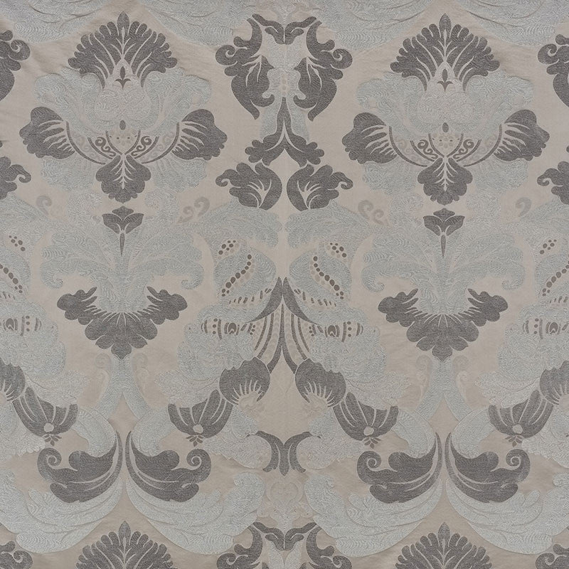 Molveno Damasco Pewter 71470 by Schumacher Fabric Schumacher Fabric Molveno Damasco Pewter 71470Fabric VISCOSE 35% ITALY </p><p>Repeat: H: HORZ. 27 1/2" (70CM) , V: VERT. 43 1/2" (110CM) 55.25 - Fabric Carolina -