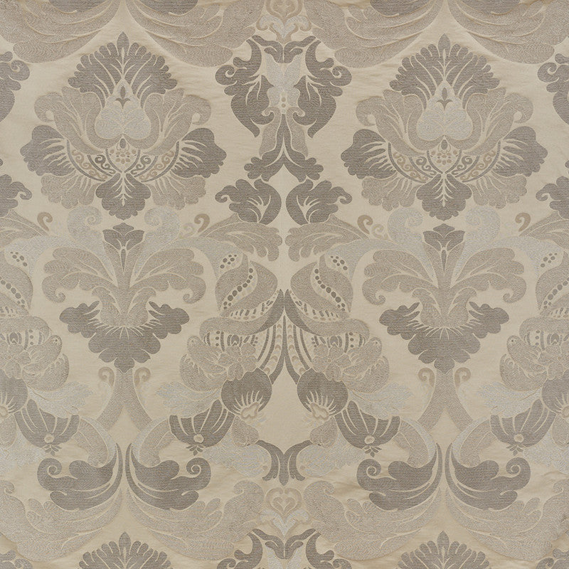 Molveno Damasco Champagne 71471 by Schumacher Designer Fabric Damasco 35% Viscose, 29% Linen, 21% Silk, 15% Cotton - Horizontal: 27.5 and Vertical: 43.5 55.25 - Swanky Fabrics -