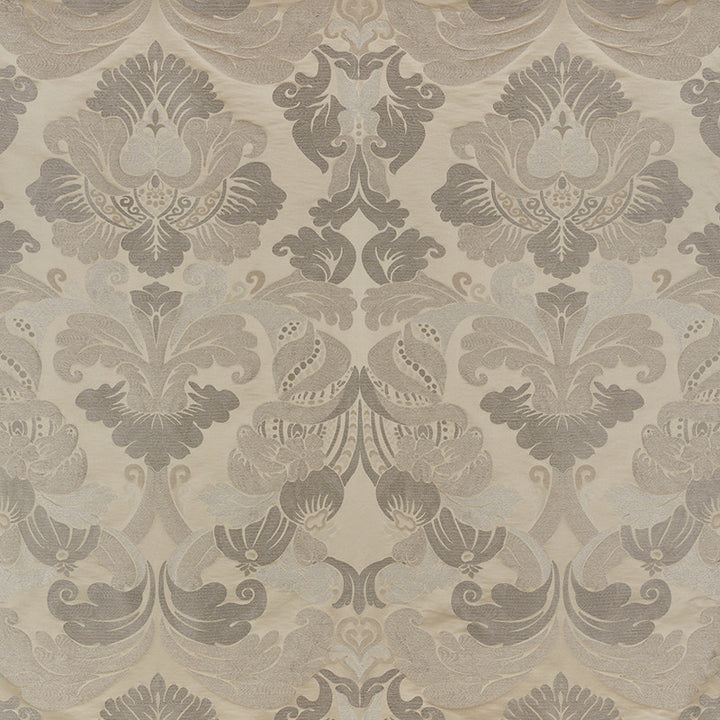 Molveno Damasco Champagne 71471 by Schumacher Designer Fabric Damasco 35% Viscose, 29% Linen, 21% Silk, 15% Cotton - Horizontal: 27.5 and Vertical: 43.5 55.25 - Swanky Fabrics -
