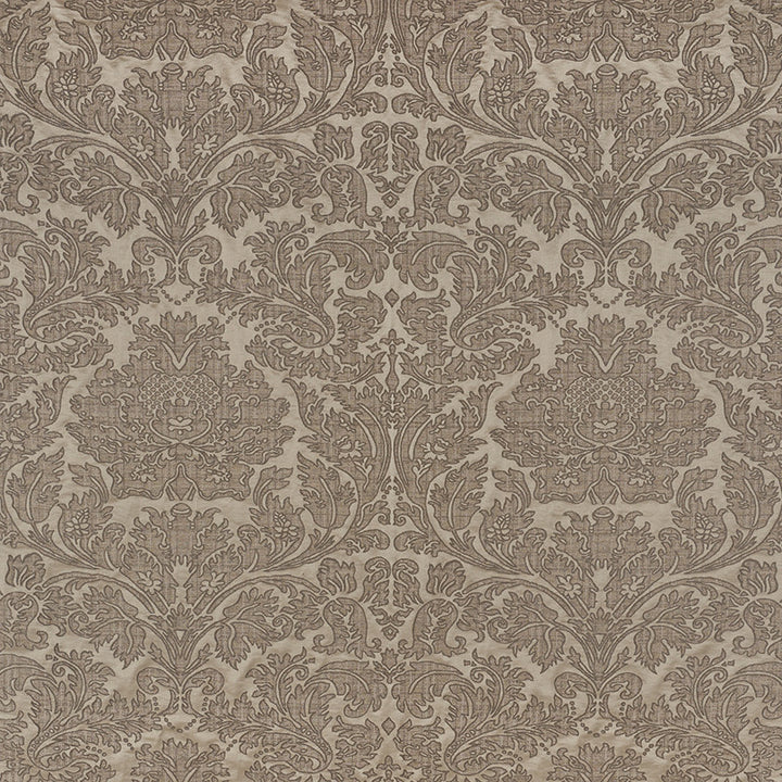 Belice Damasco Pewter 71481 by Schumacher Designer Fabric Damasco 60% Linen, 24% Wool, 16% Silk - Horizontal: 27.25 and Vertical: 28 54.75 - Swanky Fabrics -