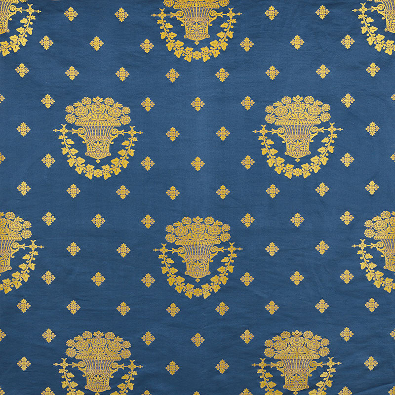Blue Room Lampas Blue 71700 by Schumacher Designer Fabric BLUE ROOM LAMPAS See Sample ITALY - </p><p>Repeat: Horizontal: 25 3/4" (65CM) and Vertical: 30 3/4" (78CM) 51 1/2" (131CM) - Swanky Fabrics -