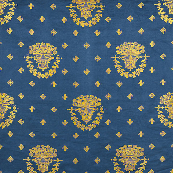 Blue Room Lampas Blue 71700 by Schumacher Designer Fabric BLUE ROOM LAMPAS See Sample ITALY - </p><p>Repeat: Horizontal: 25 3/4" (65CM) and Vertical: 30 3/4" (78CM) 51 1/2" (131CM) - Swanky Fabrics -