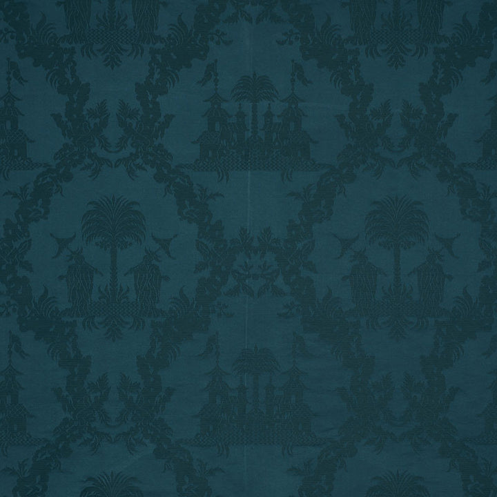 Chinoiserie Royale Peacock 71830 by Schumacher Designer Fabric Schumacher-Classics 76% Linen, 24% Silk - Horizontal: 27.5 and Vertical: 26.25 55 - Swanky Fabrics -