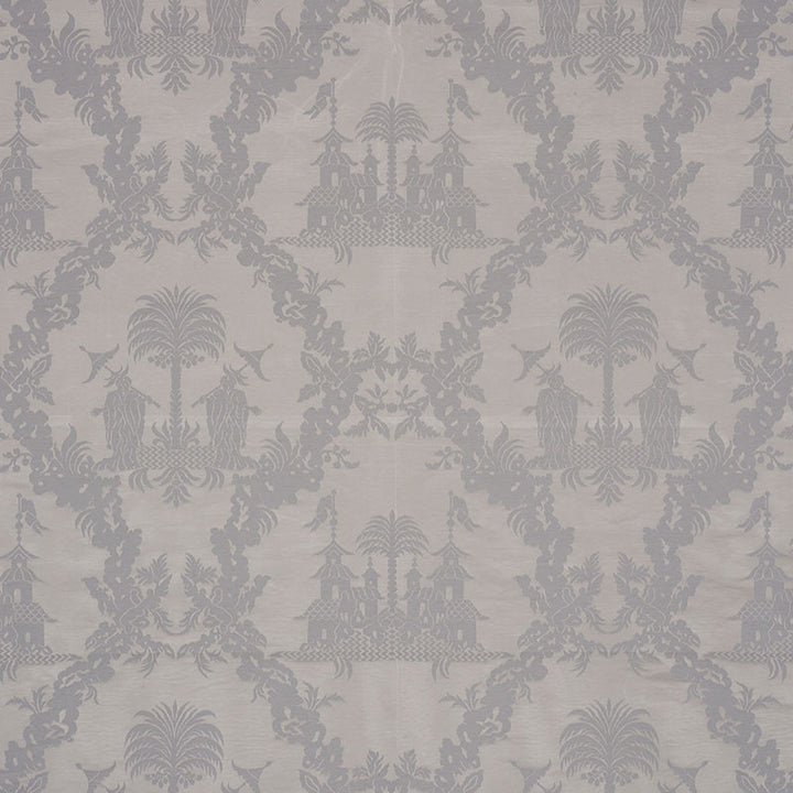 Chinoiserie Royale Platinum 71831 by Schumacher Designer Fabric Schumacher-Classics 76% Linen, 24% Silk - Horizontal: 27.5 and Vertical: 26.25 55 - Swanky Fabrics -