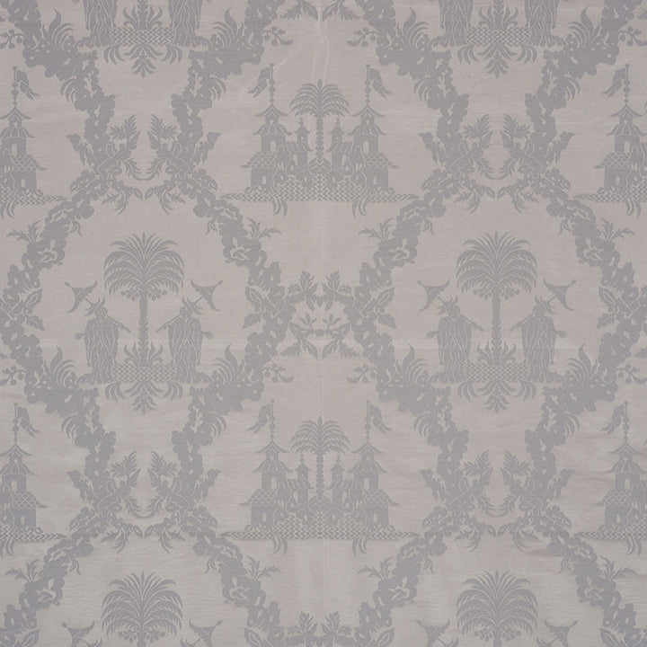 Chinoiserie Royale Platinum 71831 by Schumacher Designer Fabric SCHUMACHER CLASSICS II LINEN 76% SILK 24% INDIA </p><p>Repeat: Horizontal: 27 1/2" (70CM) and Vertical: 26 1/4" (67CM) 55 - Swanky Fabrics -