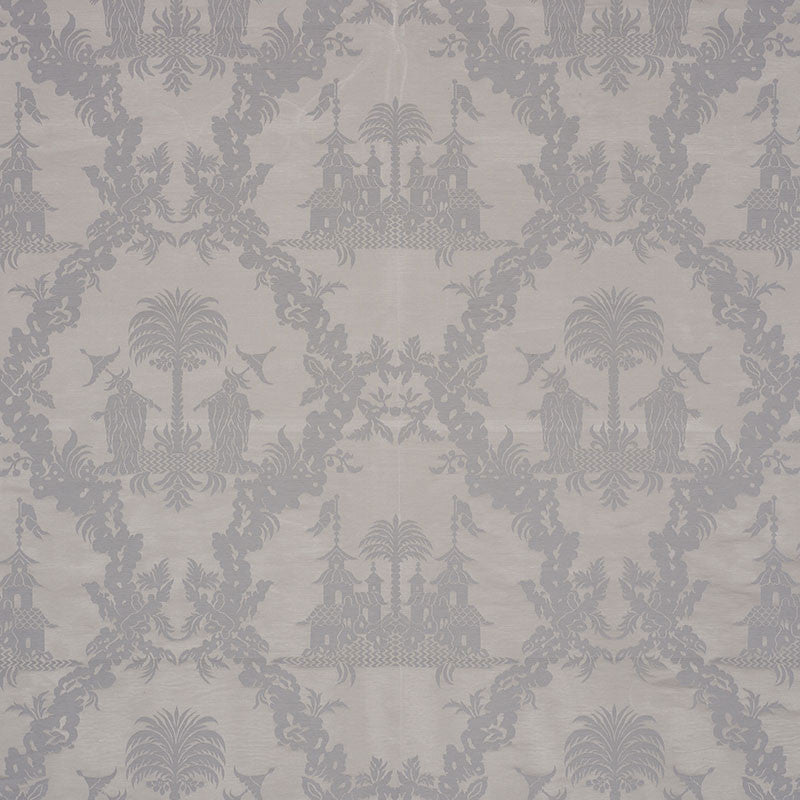 Chinoiserie Royale Platinum 71831 by Schumacher Fabric Schumacher Fabric Chinoiserie Royale Platinum 71831Fabric LINEN 76% INDIA </p><p>Repeat: H: HORZ. 27 1/2" (70CM) , V: VERT. 26 1/4" (67CM) 55 - Fabric Carolina -