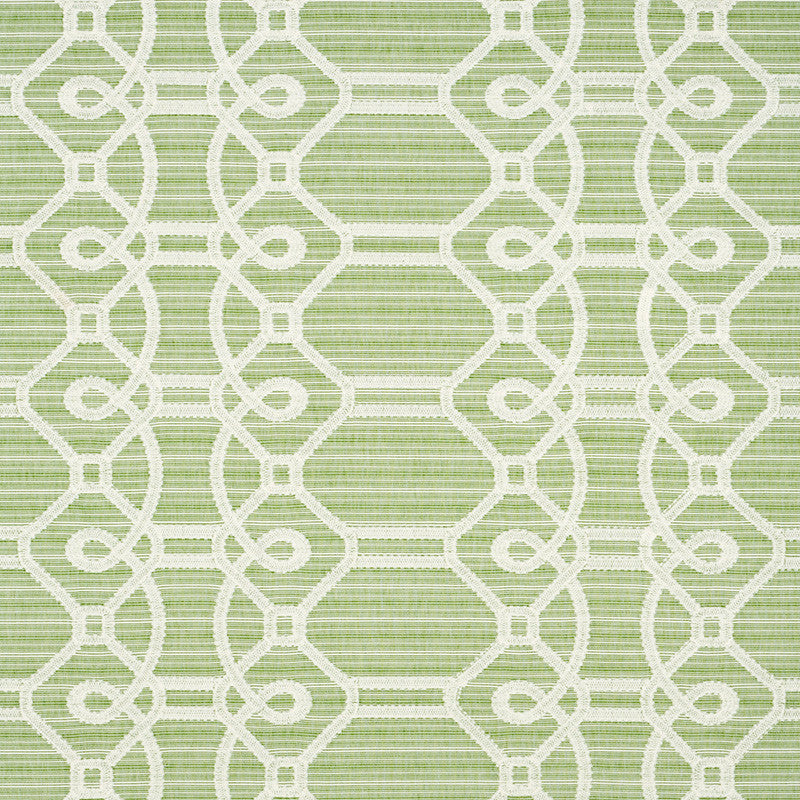 Ziz Embroidery Green 71933 by Schumacher Designer Fabric HAPPY TOGETHER II COTTON 77% POLYESTER 23% INDIA MARTINDALE 25,000 </p><p>Repeat: Horizontal: 17 1/2" (44CM) and Vertical: 6 1/4" (16CM) 53.25 - Swanky Fabrics -