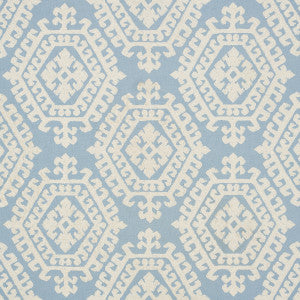 Omar Embroidery Sky 71945 by Schumacher Designer Fabric