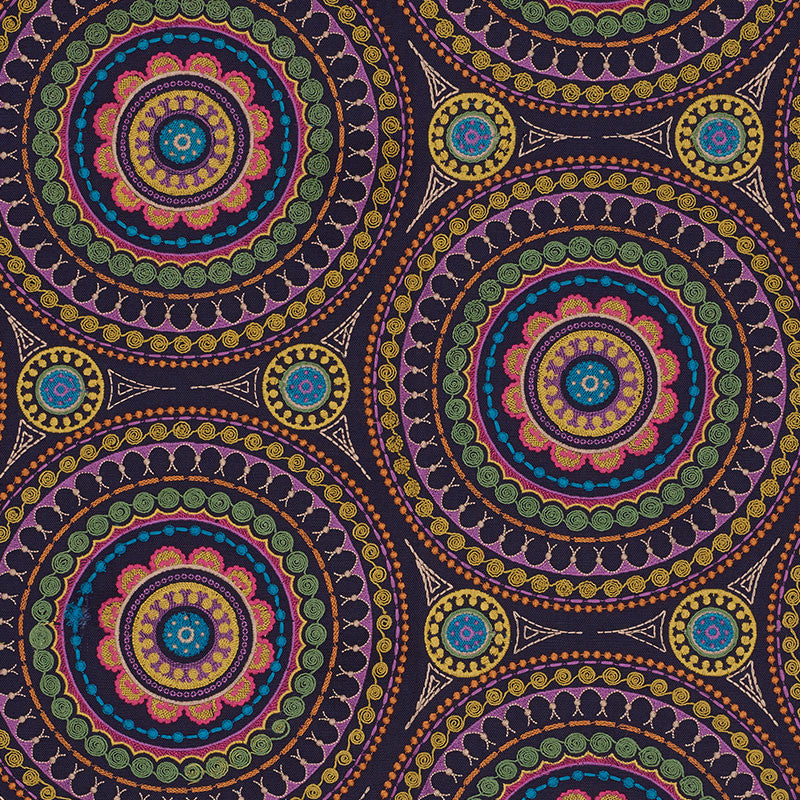 Idris Embroidery Navy & Multi 71950 by Schumacher Designer Fabric CARAVANNE LINEN 40% COTTON 33% INDIA MARTINDALE 24,000 </p><p>Repeat: Horizontal: 25" (64CM) and Vertical: 15" (38CM) 52 - Swanky Fabrics -