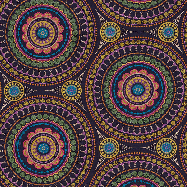 Idris Embroidery Navy & Multi 71950 by Schumacher Designer Fabric CARAVANNE LINEN 40% COTTON 33% INDIA MARTINDALE 24,000 </p><p>Repeat: Horizontal: 25" (64CM) and Vertical: 15" (38CM) 52 - Swanky Fabrics -