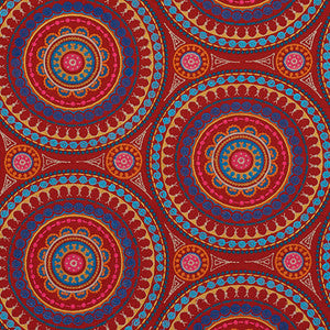 Idris Embroidery Red & Multi 71951 by Schumacher Designer Fabric