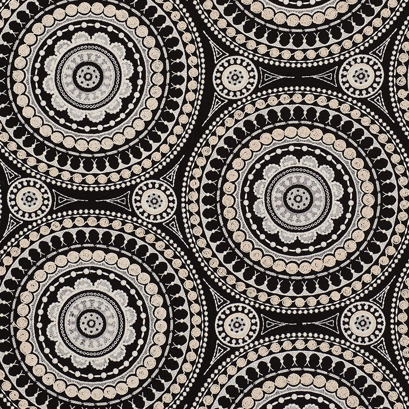 Idris Embroidery Black & Ivory 71953 by Schumacher Fabric Schumacher Fabric Idris Embroidery Black & Ivory 71953Fabric LINEN 40% INDIA </p><p>Repeat: H: HORZ. 25" (64CM) , V: VERT. 15" (38CM) 52 - Fabric Carolina -