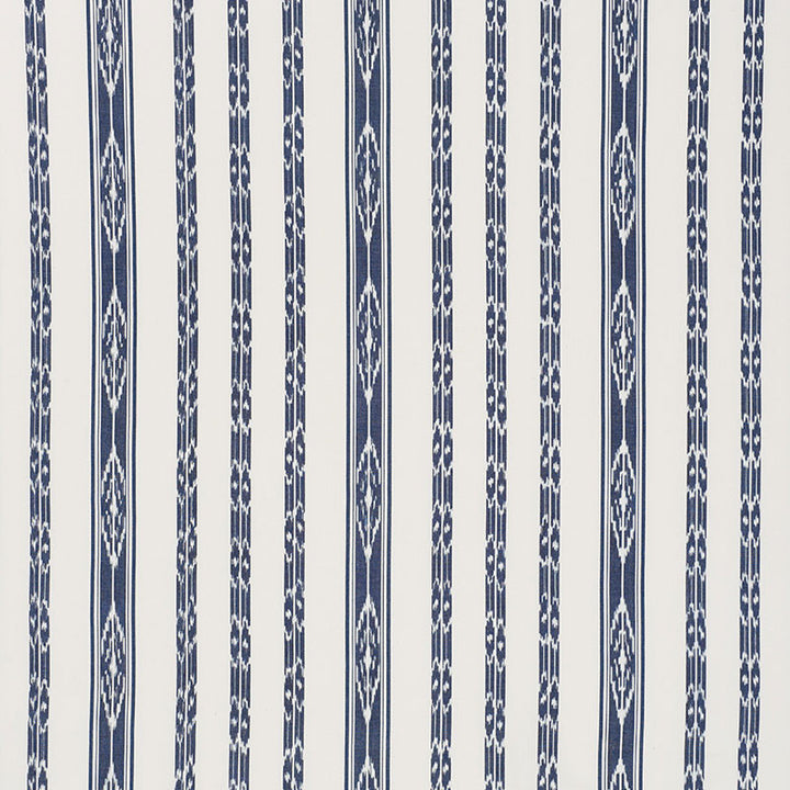 Mariam Ikat Navy 71980 by Schumacher Designer Fabric CARAVANNE See Sample INDIA - </p><p>Repeat: Horizontal: 13 1/2" (34CM) and Vertical: 8" (20CM) 54" (137CM) - Swanky Fabrics -