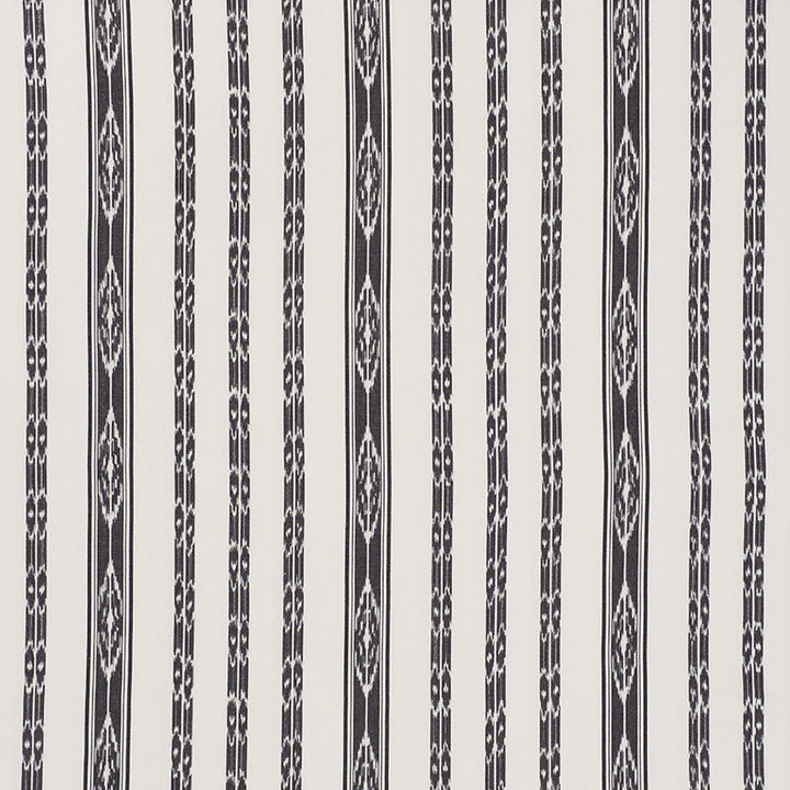 Mariam Ikat Black 71982 by Schumacher Designer Fabric CARAVANNE See Sample INDIA - </p><p>Repeat: Horizontal: 13 1/2" (34CM) and Vertical: 8" (20CM) 54" (137CM) - Swanky Fabrics -